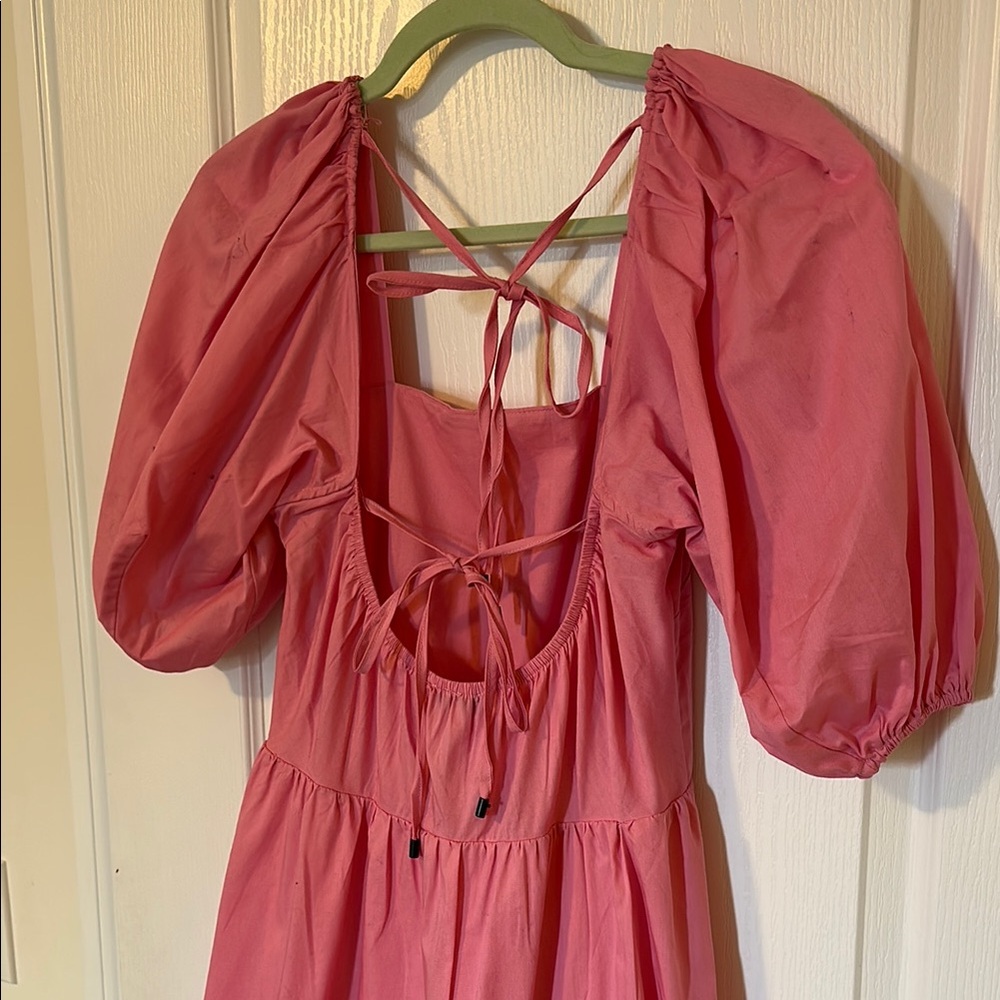 Elegant Pink Puff Sleeve Dress